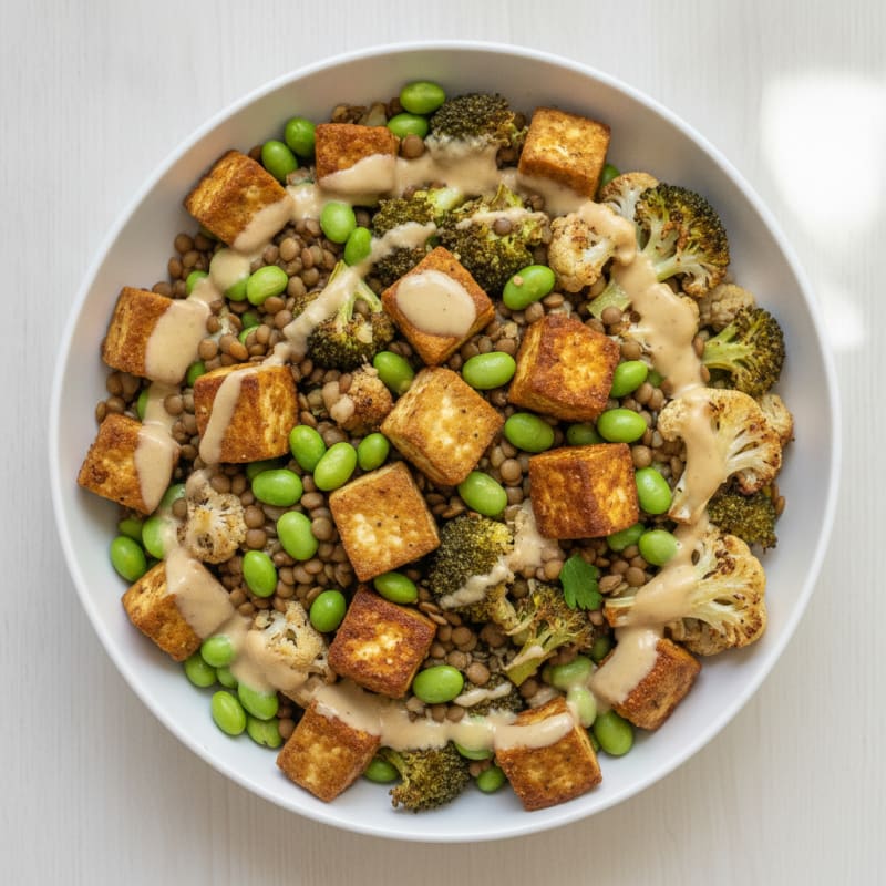 Roasted Vegetable Buddha Bowl with Tahini Dressing