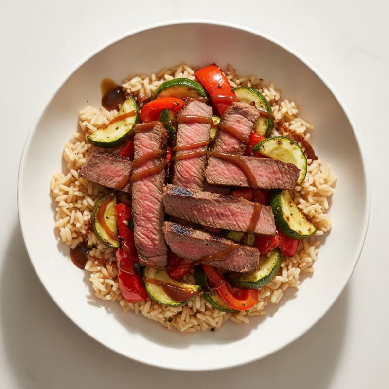 Grilled Beef and Vegetable Rice Bowl