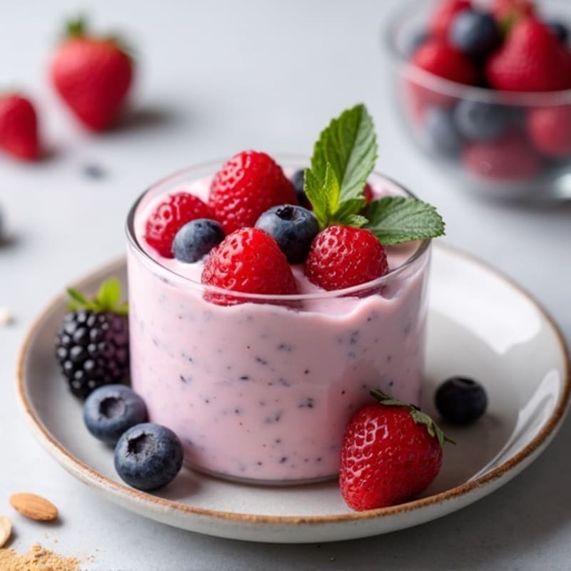 Silky Greek Yogurt Protein Mousse with Mixed Berries