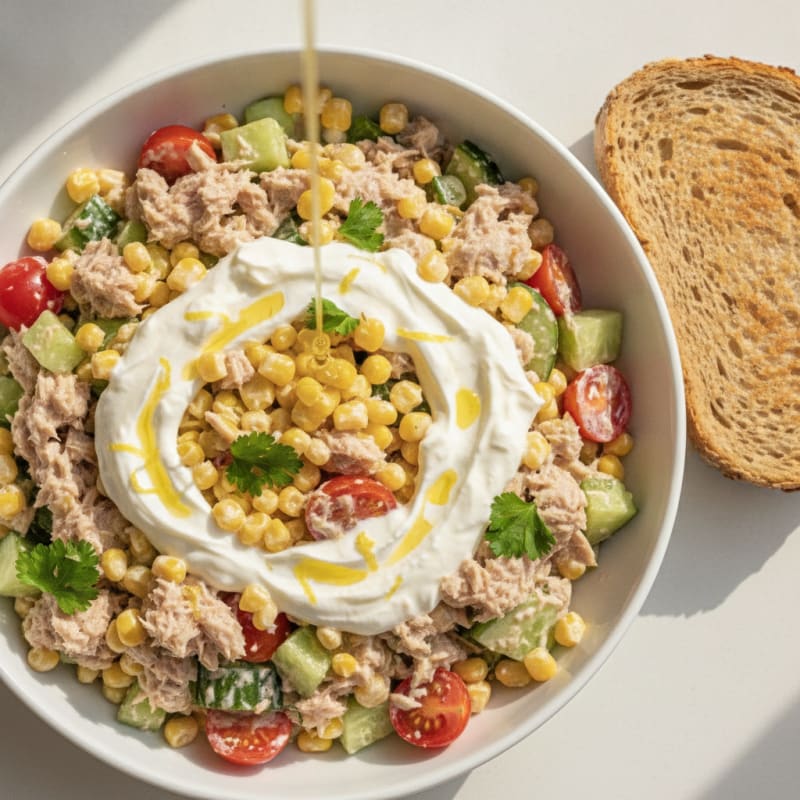 Tuna and Corn Salad with Creamy Yoghurt Dressing