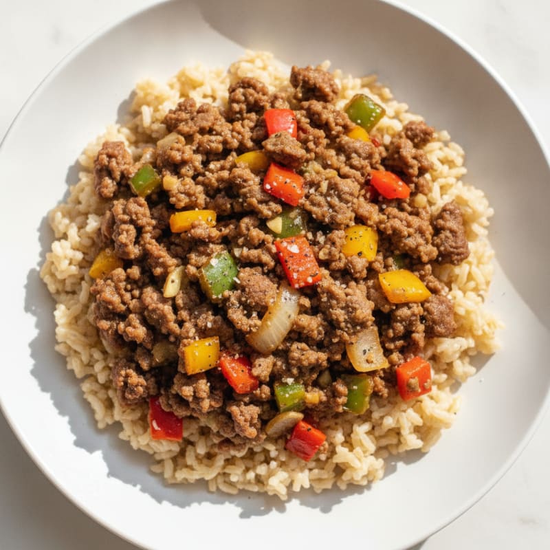 Savory Ground Beef & Rice Bowl