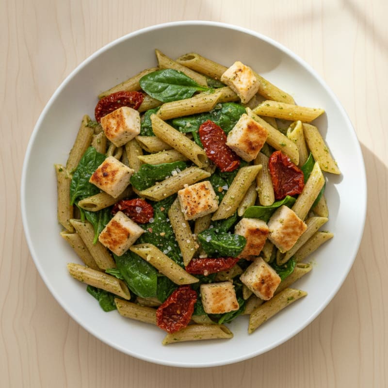 Pesto Chicken Pasta with Sun-Dried Tomatoes