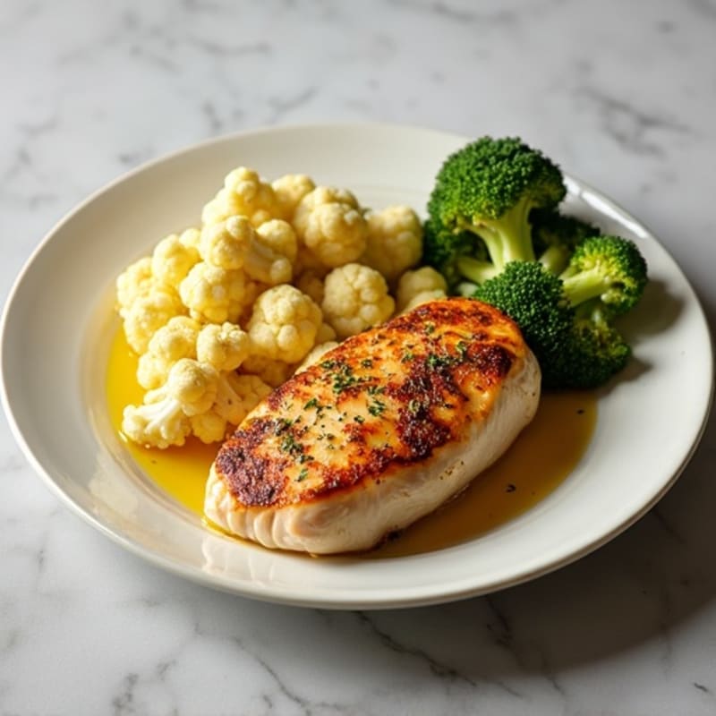 Baked Chicken Breast with Roasted Cauliflower and Garlic