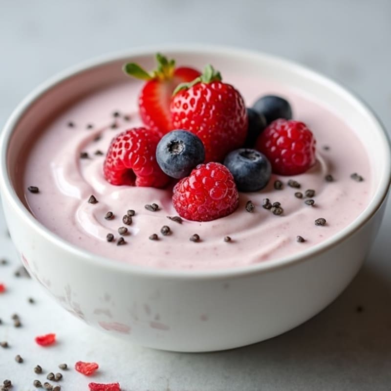 Creamy Greek Yogurt Protein Pudding with Mixed Berries