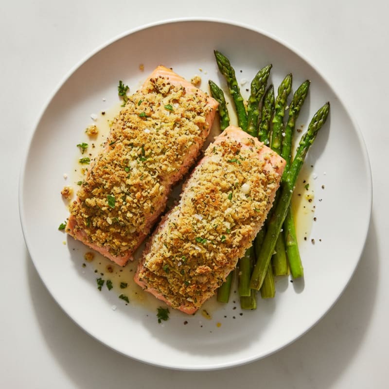 Herb-Crusted Salmon with Roasted Asparagus