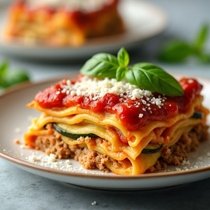 Hearty Baked Zucchini Lasagna with Lean Ground Turkey and Creamy Ricotta