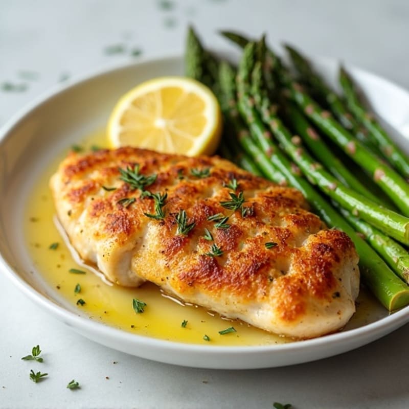 Crispy Lemon Herb Baked Chicken with Roasted Asparagus