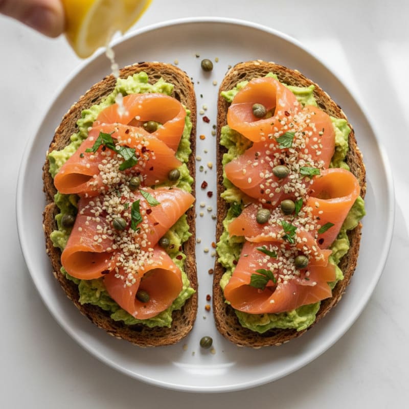 Smoked Salmon and Avocado Sprouted Toast