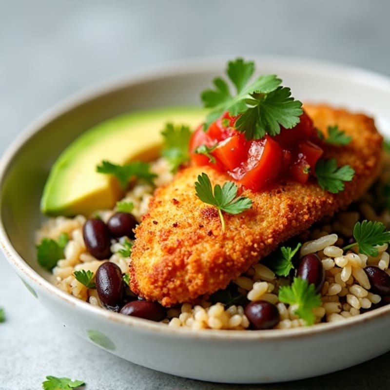 Crispy Chicken Taco Bowls with Black Beans and Cilantro-Lime Rice