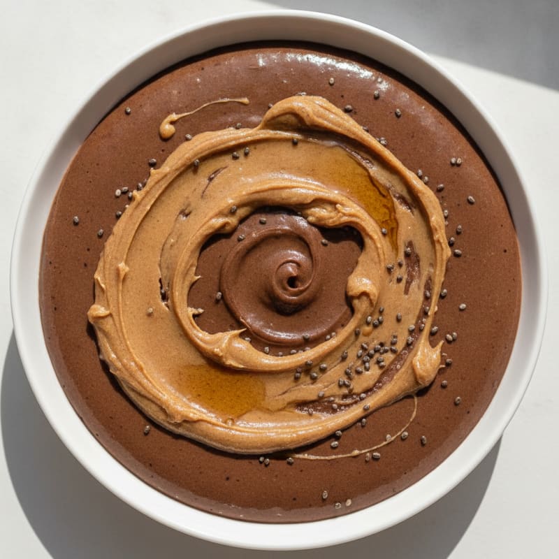 Silky Chocolate Protein Pudding with Almond Butter Swirl