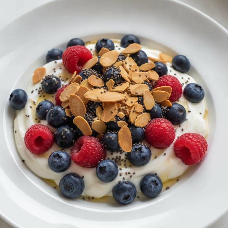 Greek Yogurt Protein Parfait with Berries and Almonds
