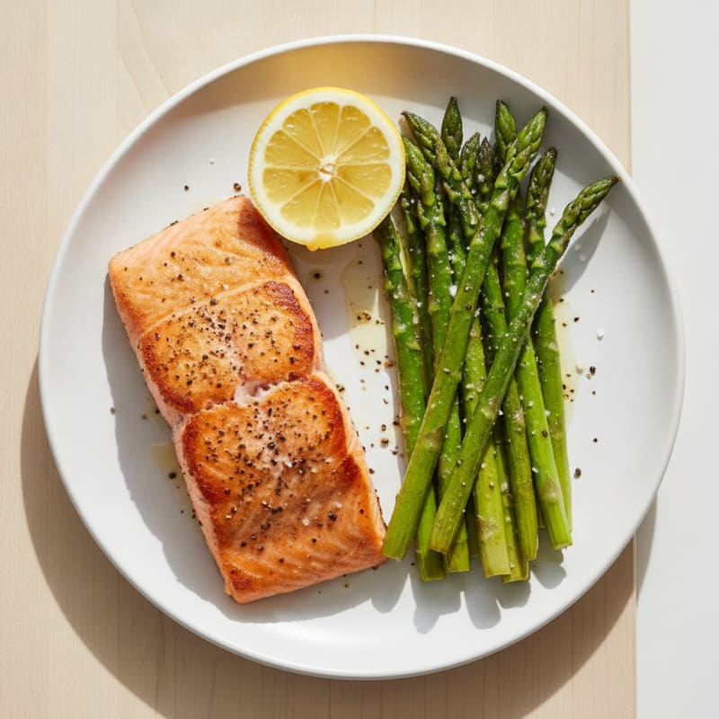 Pan-Seared Salmon with Roasted Asparagus