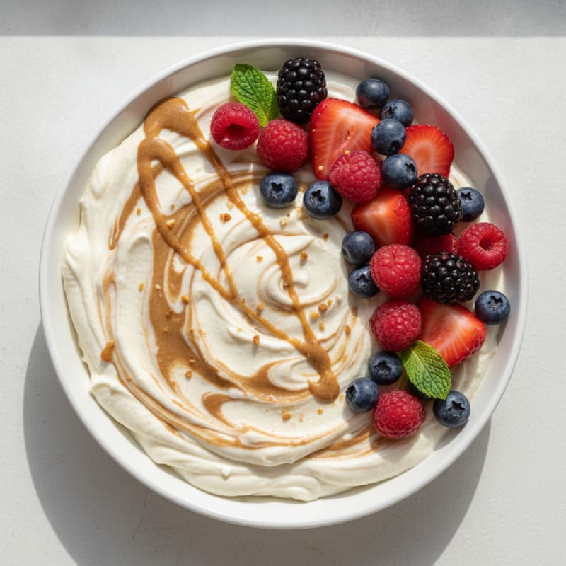 Creamy Greek Yogurt Protein Mousse with Mixed Berries