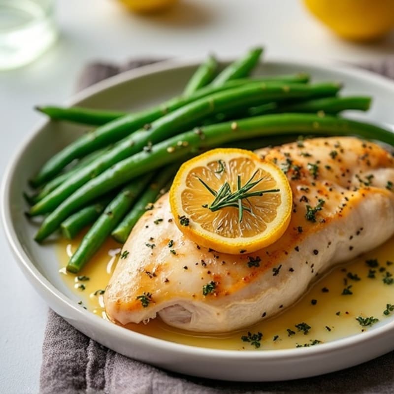 Lemon-Herb Roasted Chicken with Crispy Green Beans