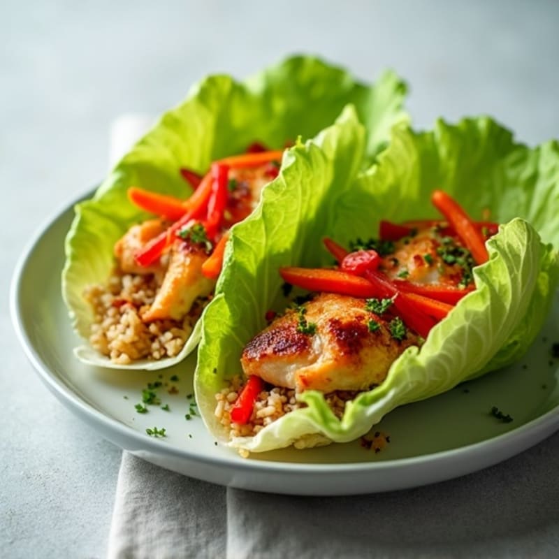 Crispy Ginger-Garlic Chicken Lettuce Wraps
