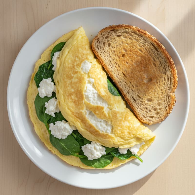Egg White Spinach Omelette with Cottage Cheese