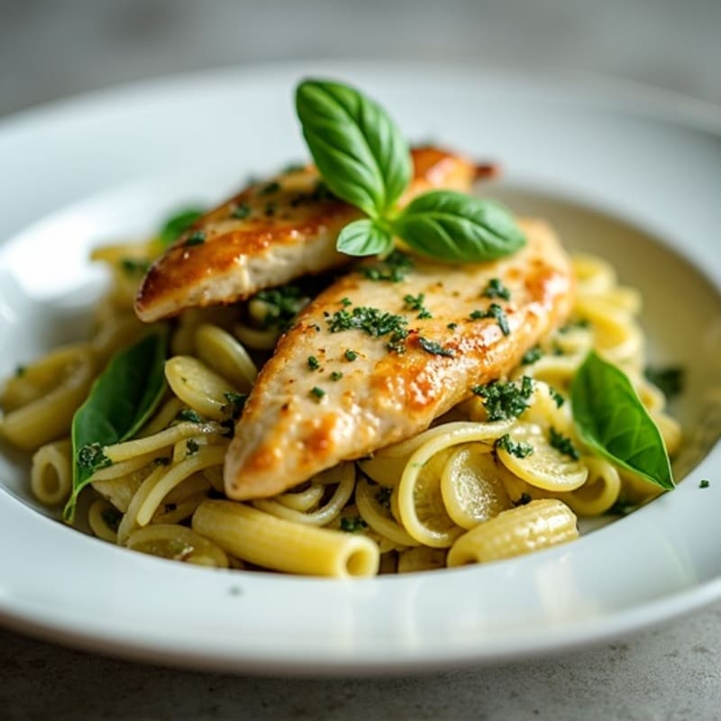 Creamy Pesto Chicken Pasta with Fresh Herbs