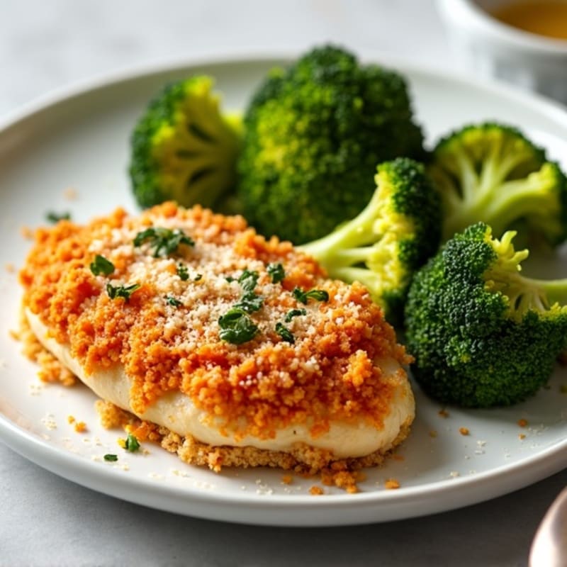 Crispy Baked Chicken Parmesan with Roasted Broccoli