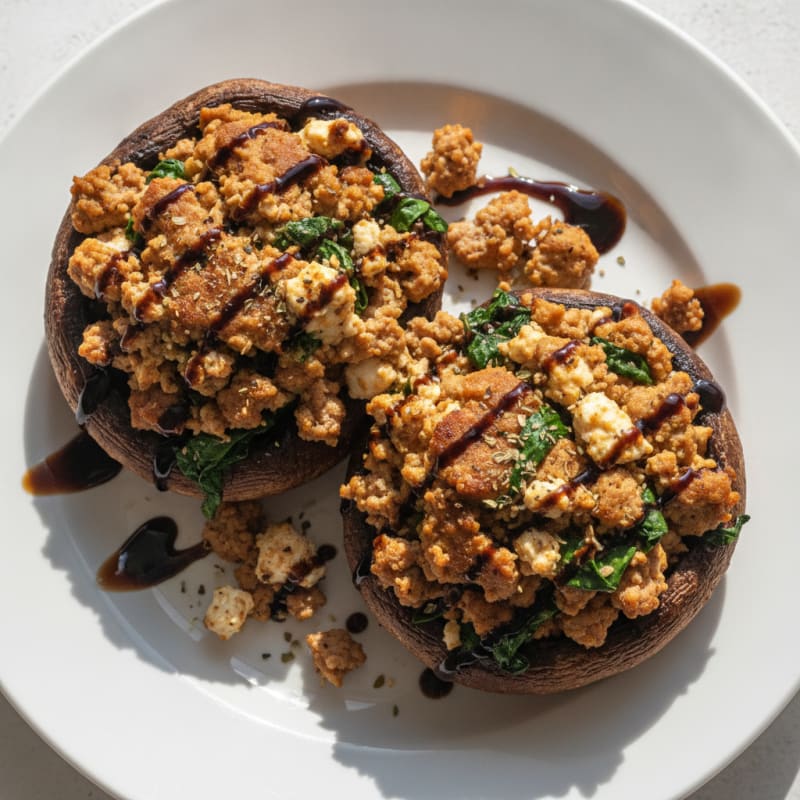 Herb-Stuffed Portobello Mushrooms with Balsamic Glaze