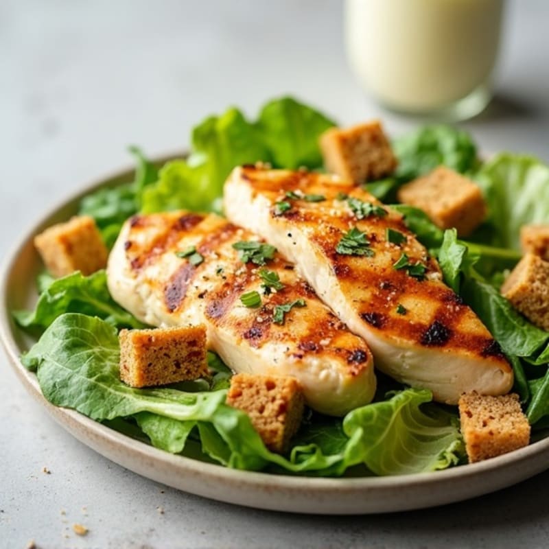 Grilled Chicken Caesar Salad with Crispy Romaine