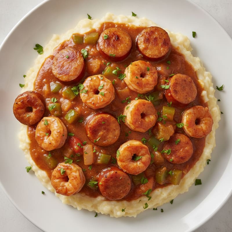 Cajun Crawfish and Grits with Andouille