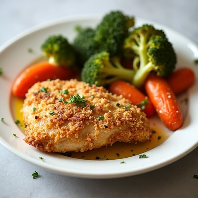 Crispy Buttermilk Baked Chicken with Roasted Vegetables