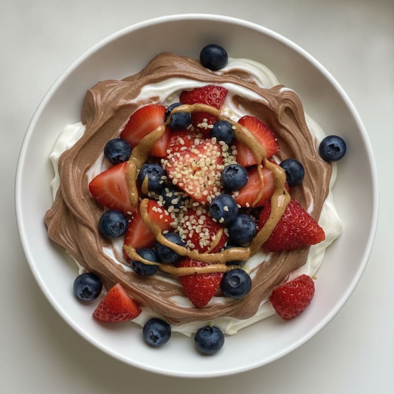 Silky Greek Yogurt Bowl with Chocolate Protein and Fresh Berries