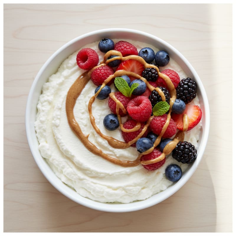 Silky Cottage Cheese Protein Mousse with Mixed Berries