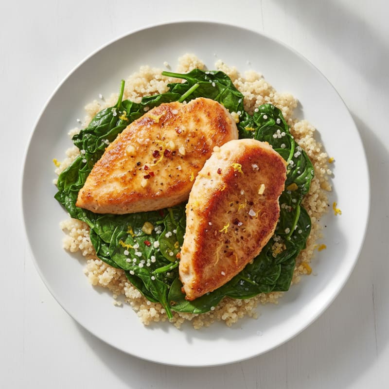 Garlic Chicken with Sautéed Spinach