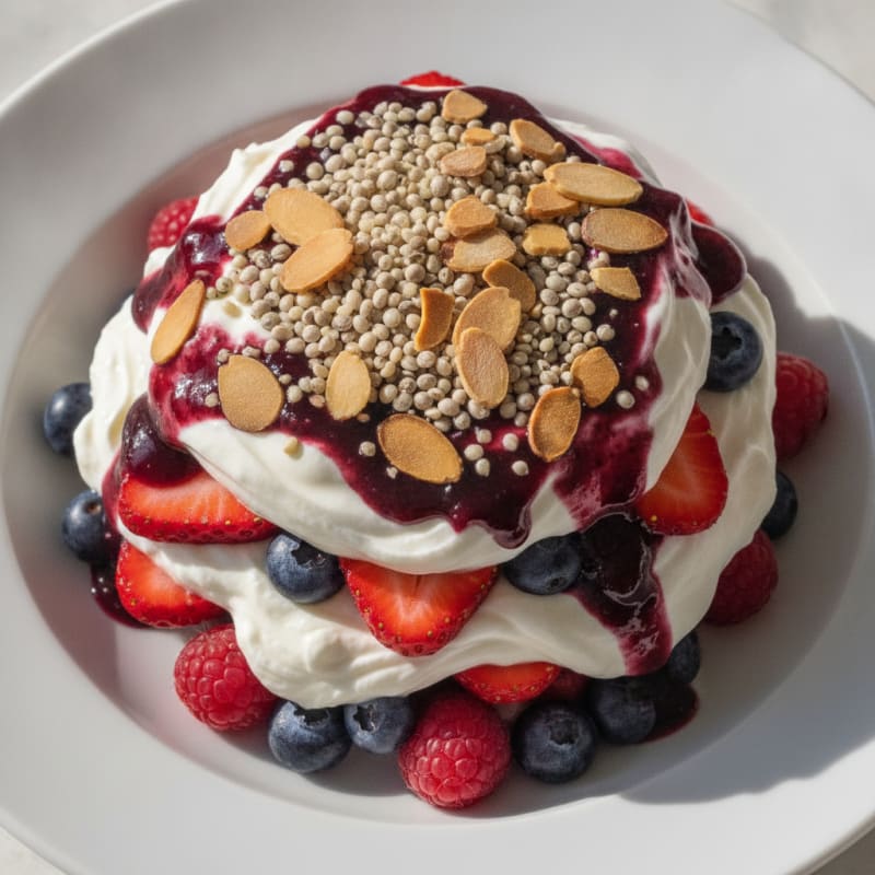 Greek Yogurt Protein Parfait with Mixed Berries