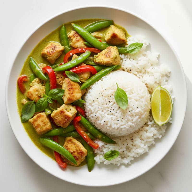 Green Curry Chicken with Coconut Rice