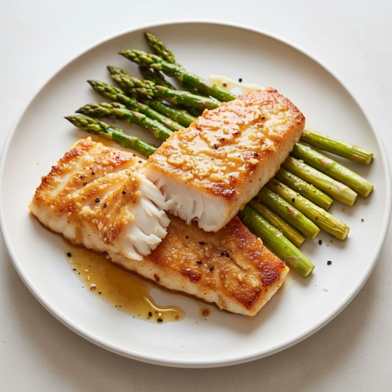 Golden Miso-Glazed Cod with Roasted Asparagus
