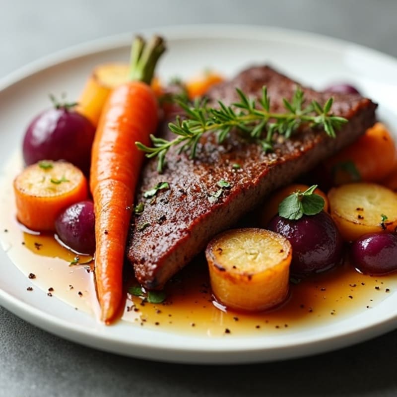 Smoky Slow-Cooked Brisket with Roasted Root Vegetables