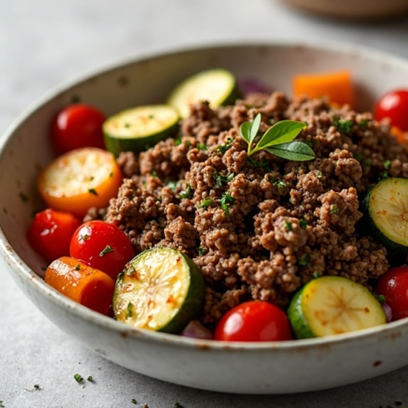 Herb-Seasoned Lean Ground Beef Skillet with Roasted Vegetables