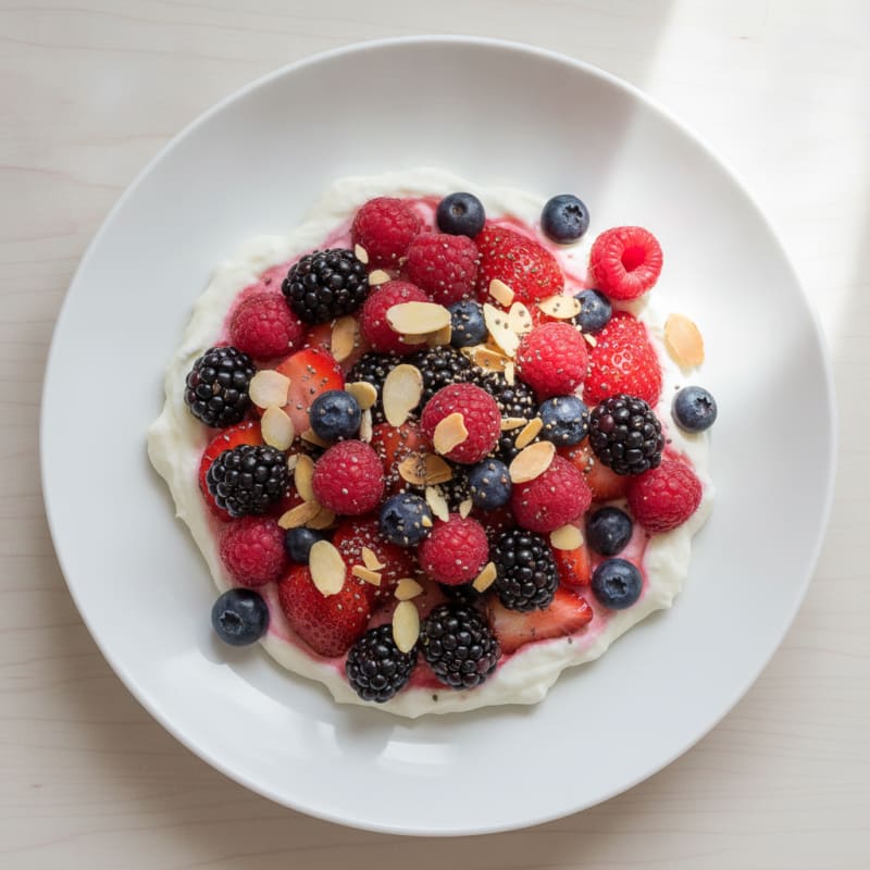 Creamy Greek Yogurt Protein Mousse with Mixed Berries
