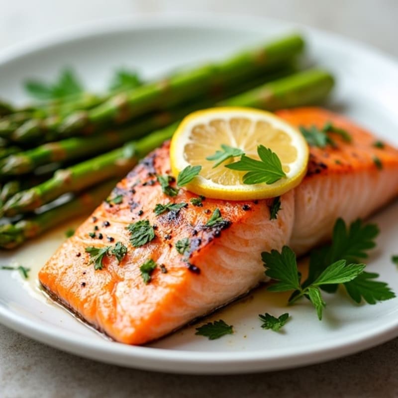 Lemon Herb Grilled Salmon with Crispy Roasted Asparagus