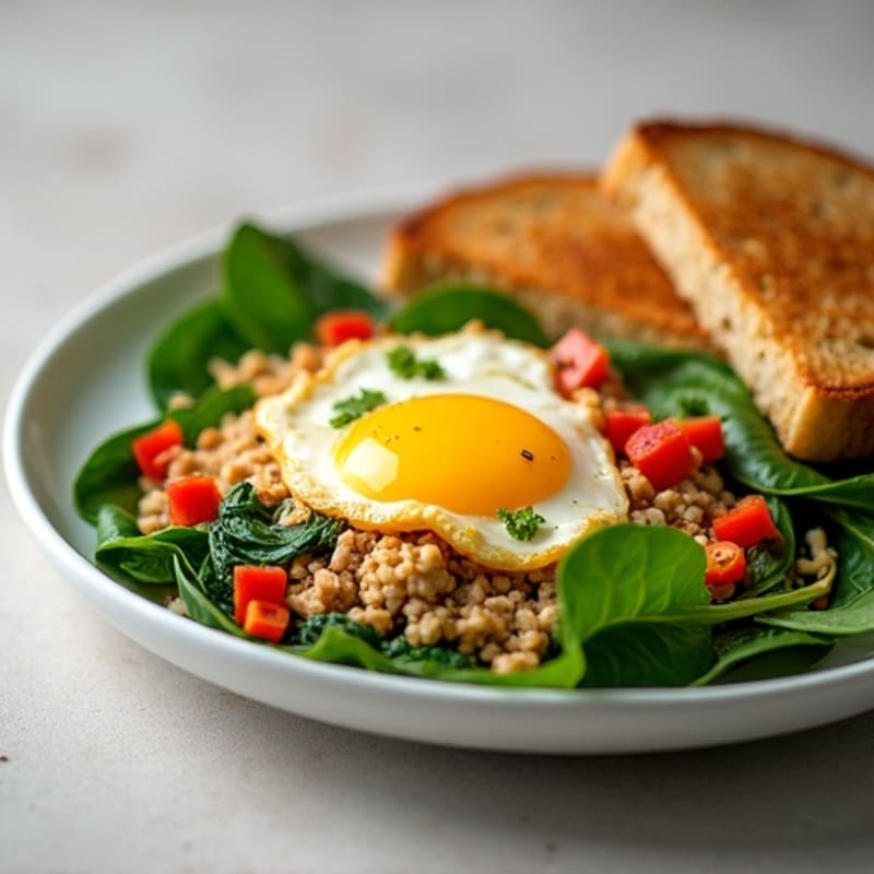 Egg White and Turkey Spinach Scramble