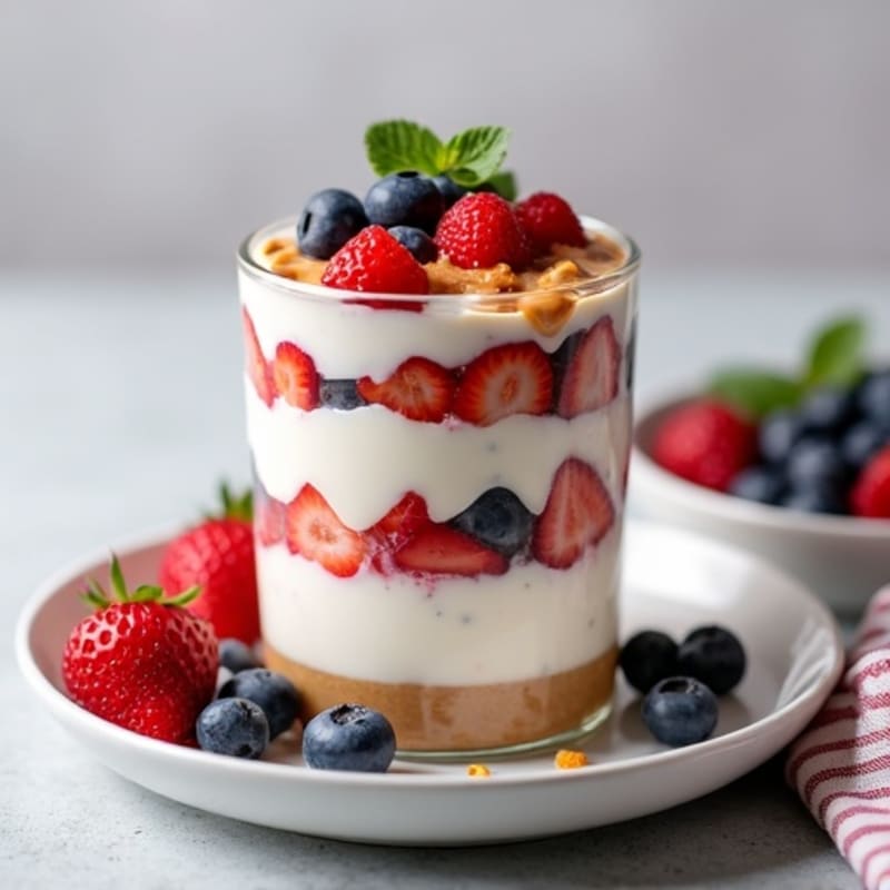 Greek Yogurt Protein Parfait with Mixed Berries and Almond Butter