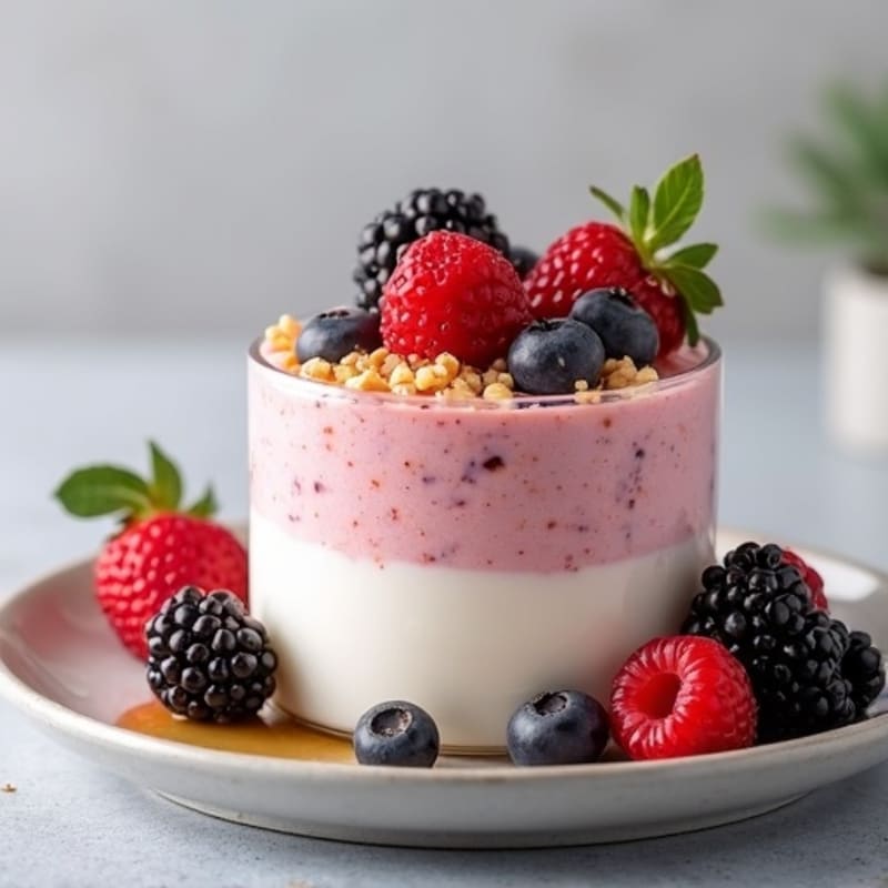 Greek Yogurt Protein Mousse with Mixed Berries
