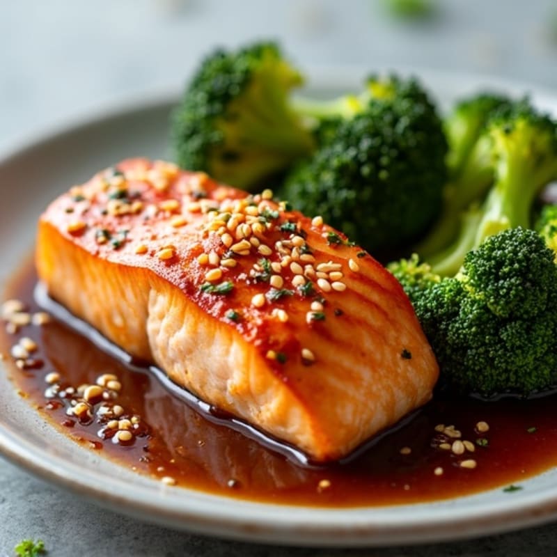 Flaky Baked Teriyaki Salmon with Roasted Broccoli