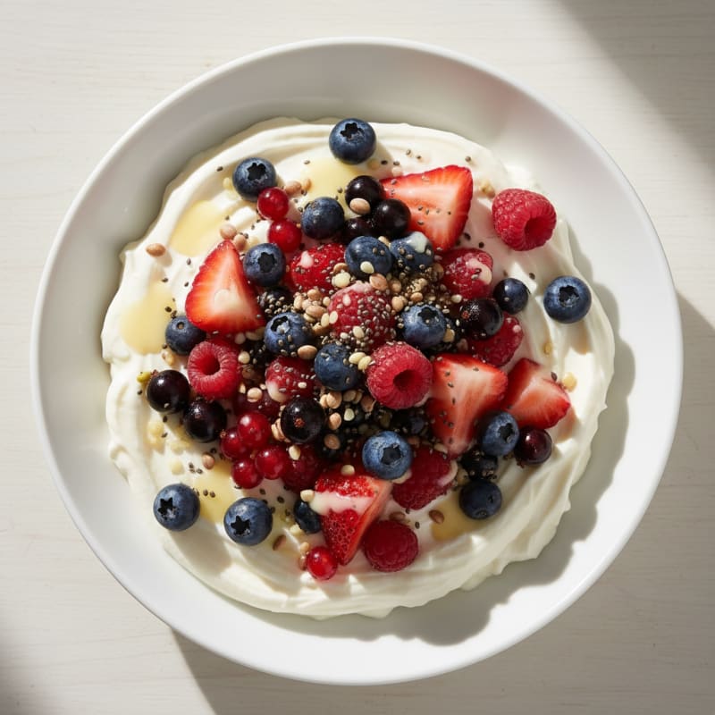 Greek Yogurt Protein Pudding with Mixed Berries