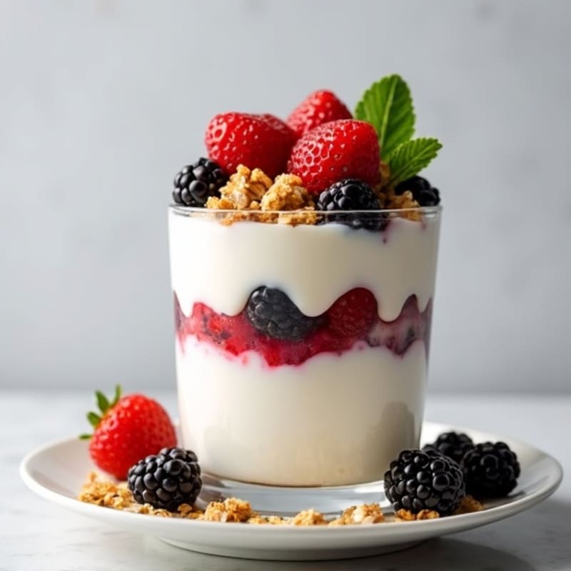 Creamy Greek Yogurt Parfait with Protein Granola and Mixed Berries