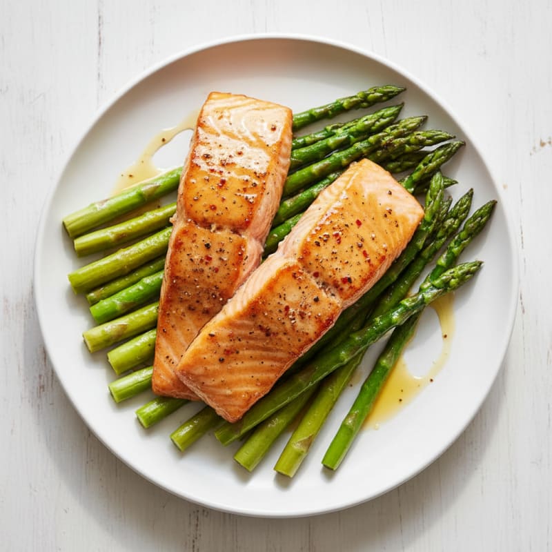 Golden Honey-Glazed Salmon with Roasted Asparagus