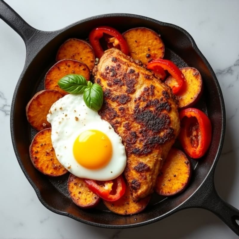 Crispy Sweet Potato and Chicken Skillet