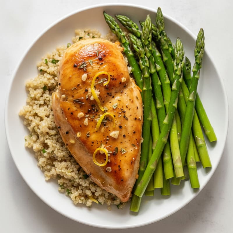 Lemon Herb Roasted Chicken with Asparagus