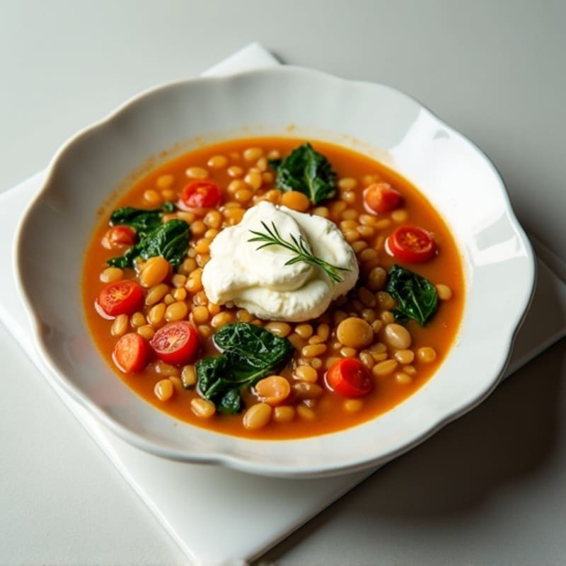 Creamy Lentil and Spinach Stew with Cottage Cheese