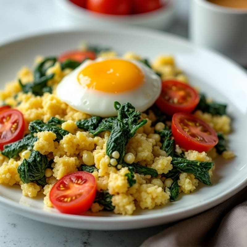 Cottage Cheese Scramble with Spinach and Cherry Tomatoes