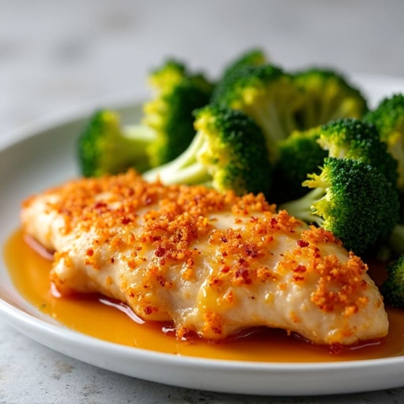 Crispy Orange Chicken with Roasted Broccoli