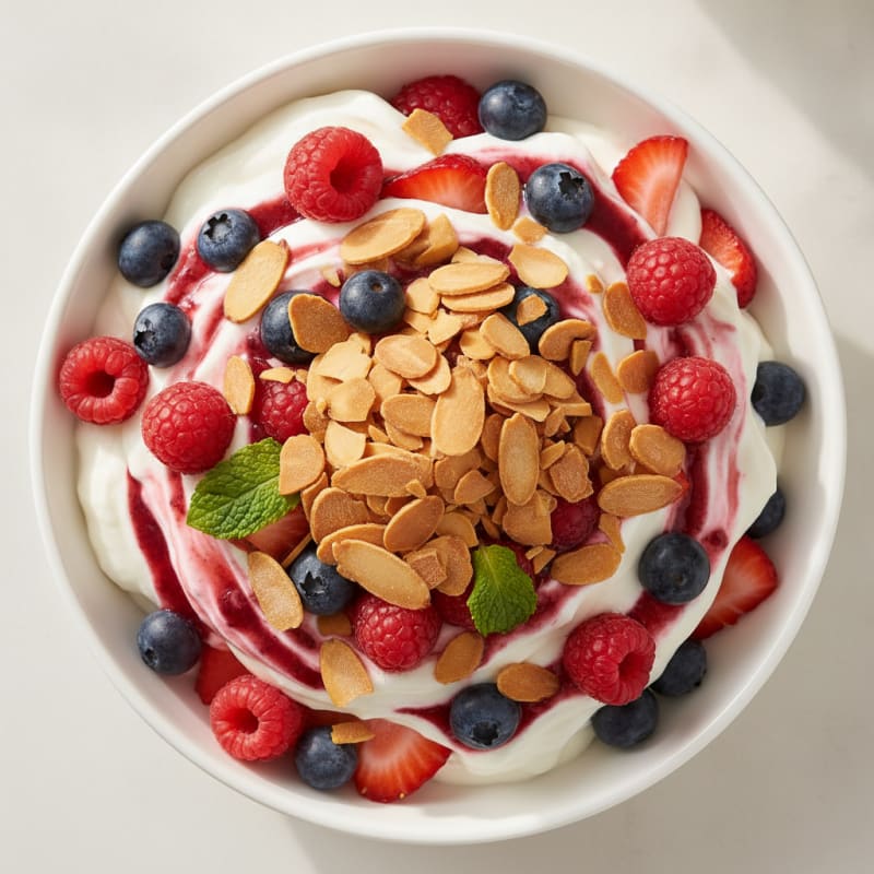 Greek Yogurt Protein Parfait with Berries and Almonds