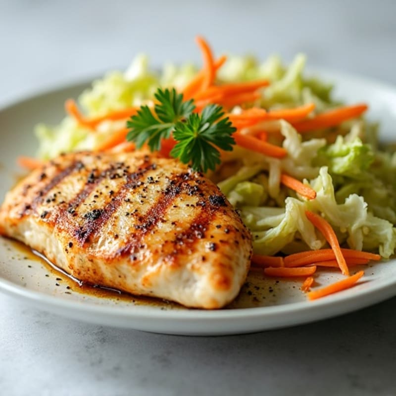 Grilled Chicken Breast with Crunchy Cabbage Slaw